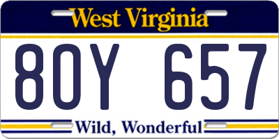 WV license plate 8OY657