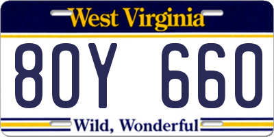 WV license plate 8OY660