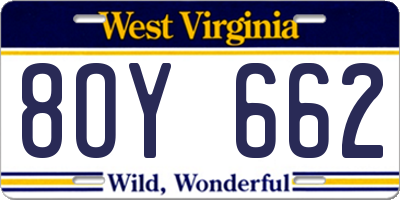 WV license plate 8OY662