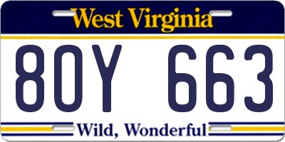 WV license plate 8OY663