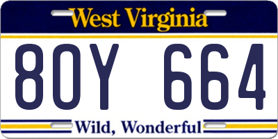 WV license plate 8OY664