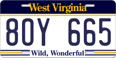 WV license plate 8OY665