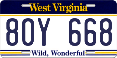 WV license plate 8OY668