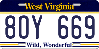 WV license plate 8OY669