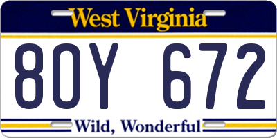 WV license plate 8OY672