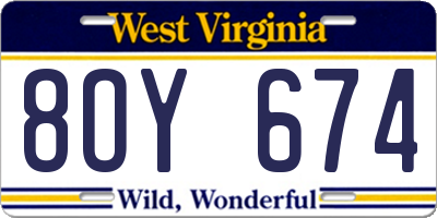 WV license plate 8OY674