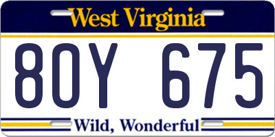 WV license plate 8OY675