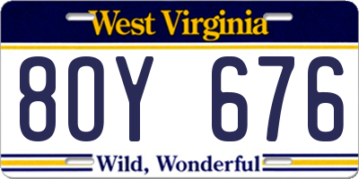 WV license plate 8OY676