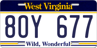 WV license plate 8OY677