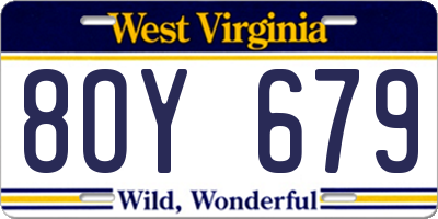 WV license plate 8OY679