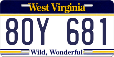 WV license plate 8OY681