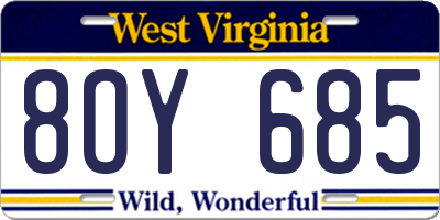 WV license plate 8OY685