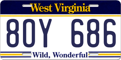 WV license plate 8OY686