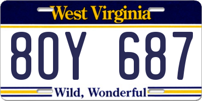 WV license plate 8OY687