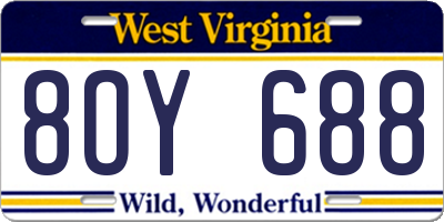 WV license plate 8OY688