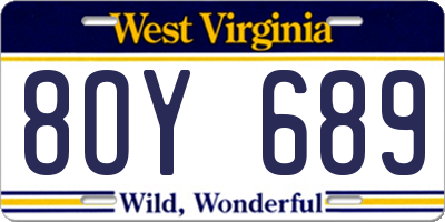 WV license plate 8OY689