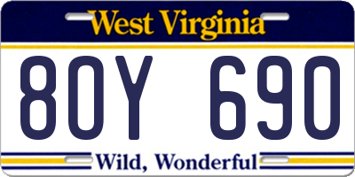 WV license plate 8OY690