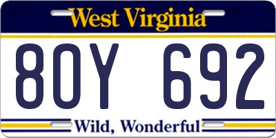WV license plate 8OY692