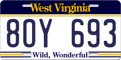 WV license plate 8OY693