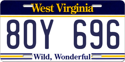 WV license plate 8OY696
