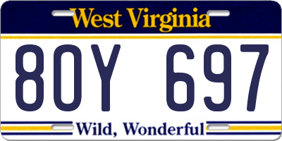 WV license plate 8OY697