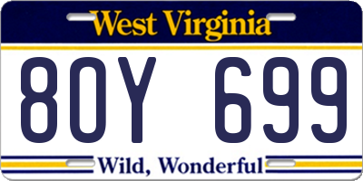 WV license plate 8OY699