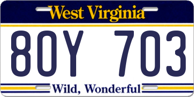 WV license plate 8OY703