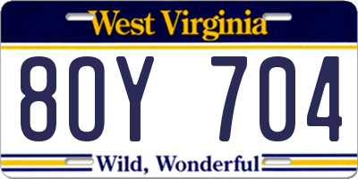 WV license plate 8OY704