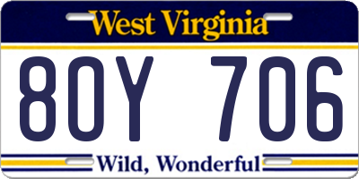 WV license plate 8OY706