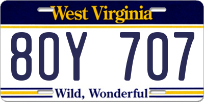 WV license plate 8OY707