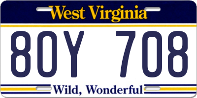 WV license plate 8OY708