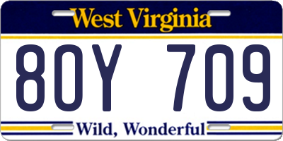 WV license plate 8OY709
