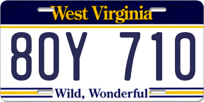 WV license plate 8OY710