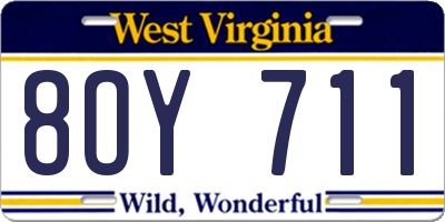 WV license plate 8OY711
