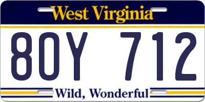 WV license plate 8OY712