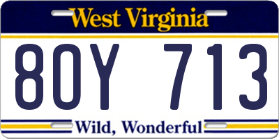 WV license plate 8OY713