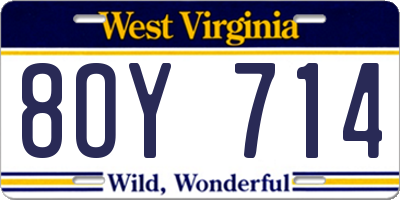 WV license plate 8OY714