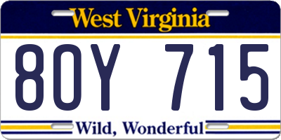 WV license plate 8OY715