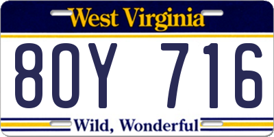 WV license plate 8OY716
