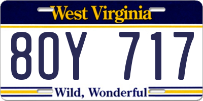 WV license plate 8OY717