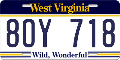 WV license plate 8OY718