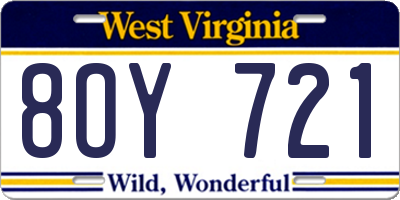 WV license plate 8OY721