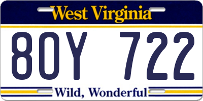 WV license plate 8OY722