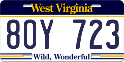 WV license plate 8OY723