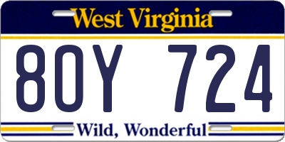 WV license plate 8OY724
