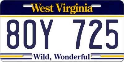 WV license plate 8OY725