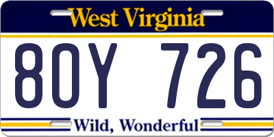 WV license plate 8OY726