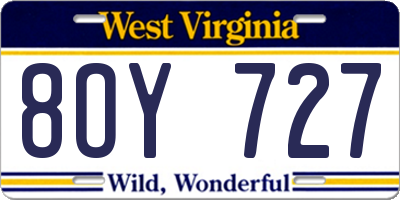 WV license plate 8OY727