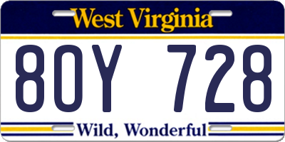 WV license plate 8OY728