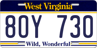 WV license plate 8OY730